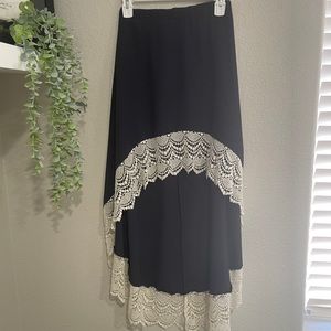 Navy blue high low skirt
